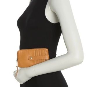 HOBO Flash Wallet Leather Card Stacker Zip Pocket | Honey | EUC